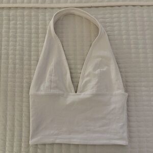 White Plunge Halter Crop Top by Cotton On